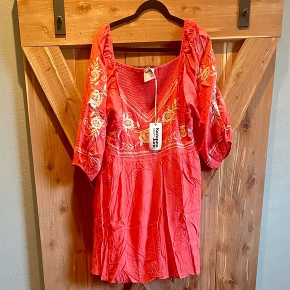 Andree By Unit Embroidered L/S Dress, Color: Red, Size: 1X - Picture 2 of 5